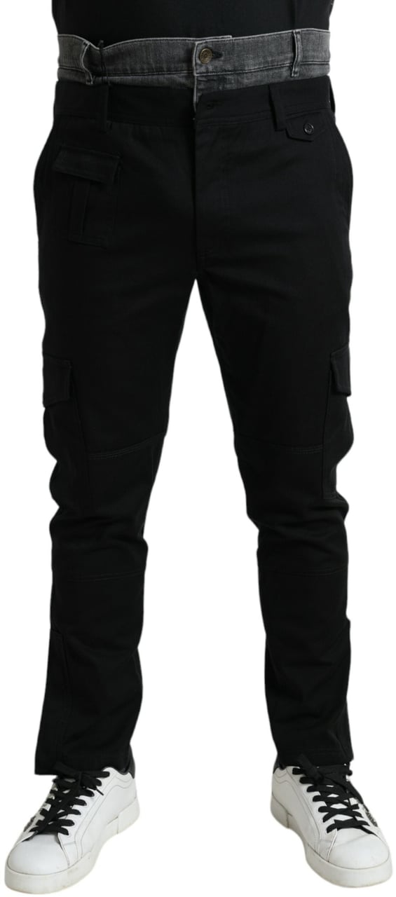 Dolce & Gabbana Black Gray Slim Cotton Denim Jeans Pants Zwart