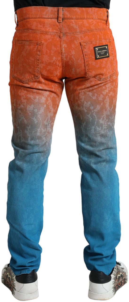Dolce & Gabbana Multicolor Ombre Cotton Slim Fit Denim Jeans Divers