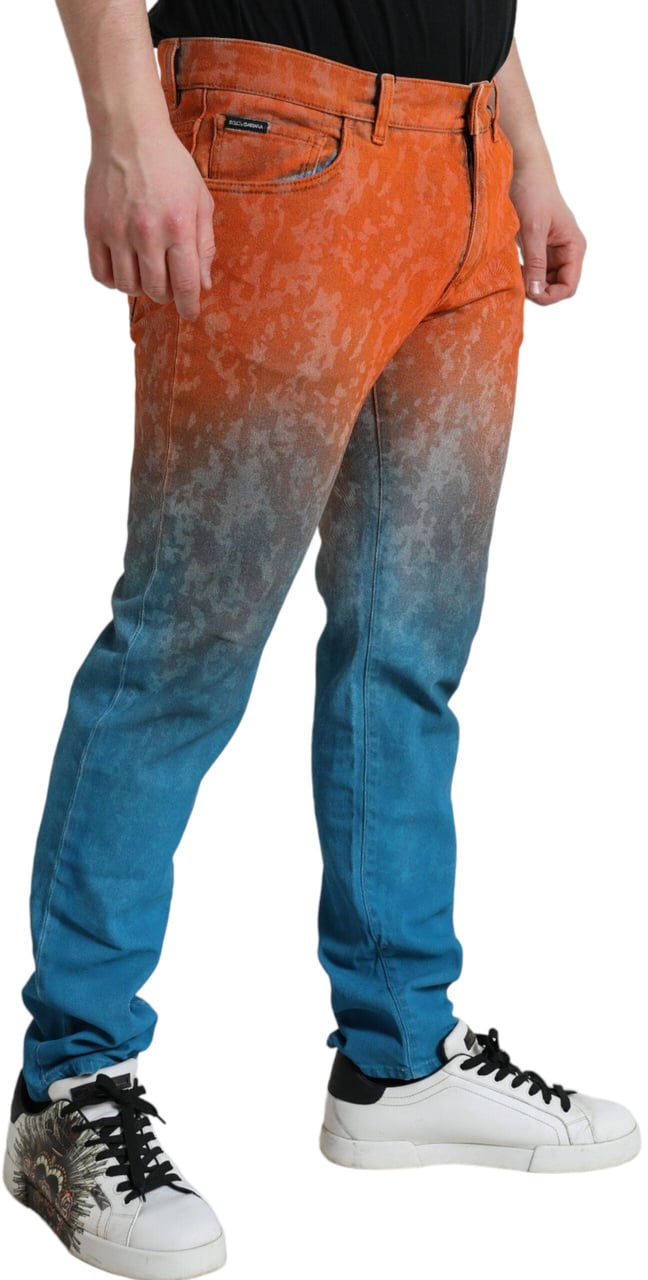 Dolce & Gabbana Multicolor Ombre Cotton Slim Fit Denim Jeans Divers