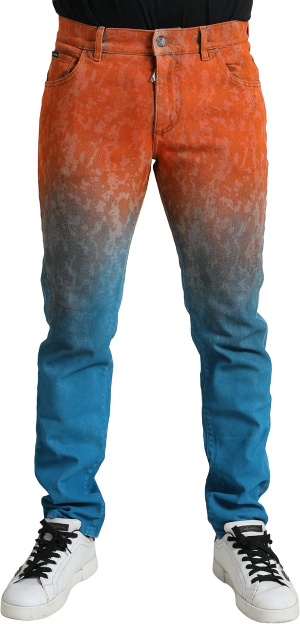 Dolce & Gabbana Multicolor Ombre Cotton Slim Fit Denim Jeans Divers