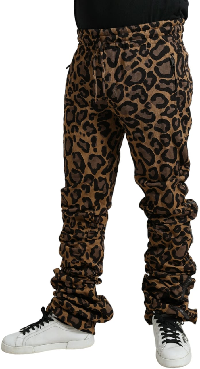 Dolce & Gabbana Brown Leopard Jacquard Jogger Pants Bruin