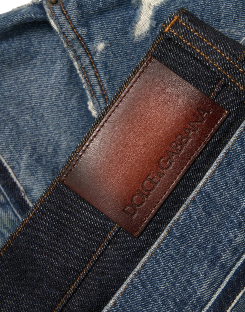 Dolce & Gabbana Blue Tattered Cotton Men Denim Jeans Blauw