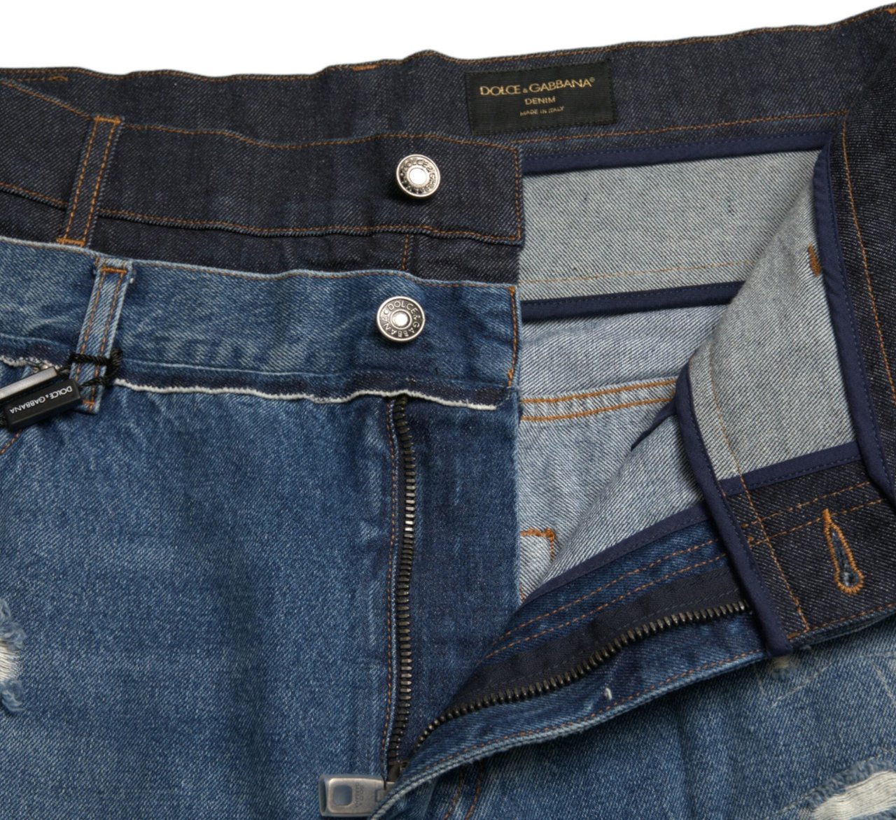 Dolce & Gabbana Blue Tattered Cotton Men Denim Jeans Blauw