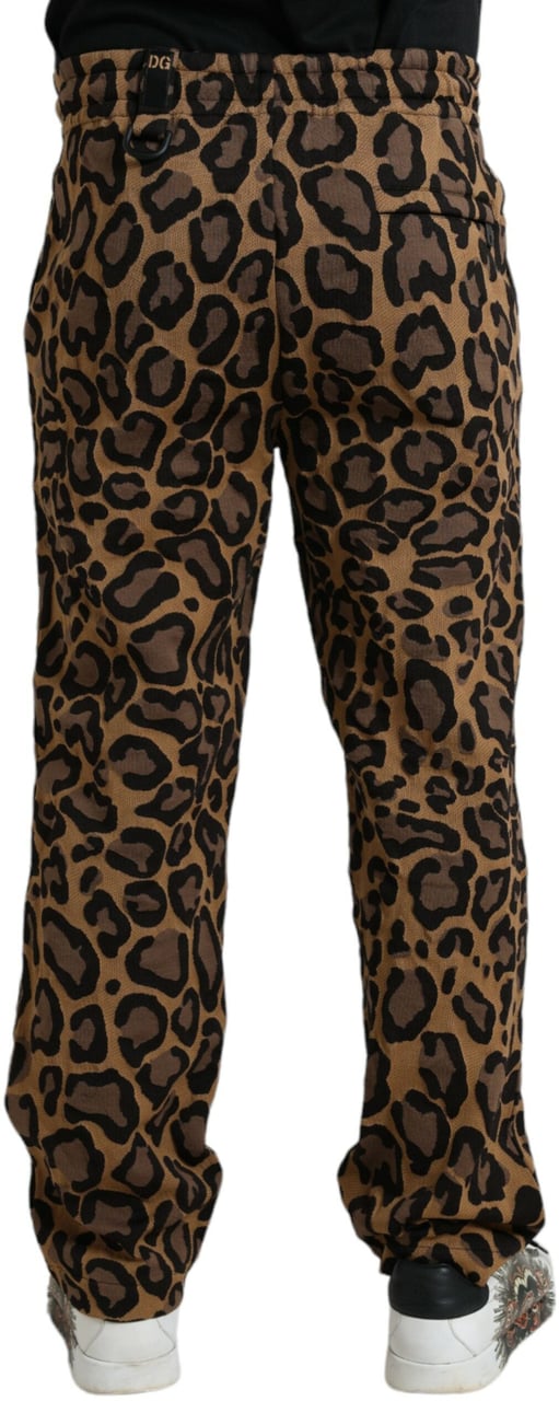 Dolce & Gabbana Brown Leopard Print Polyester Jogger Pants Bruin