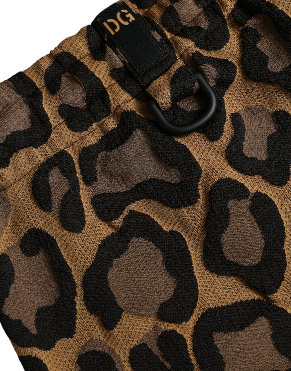 Dolce & Gabbana Brown Leopard Print Polyester Jogger Pants Bruin