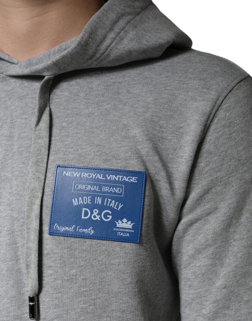Dolce & Gabbana Gray Cotton Logo Hooded Sweatshirt Sweater Grijs