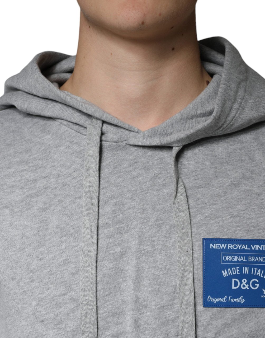 Dolce & Gabbana Gray Cotton Logo Hooded Sweatshirt Sweater Grijs