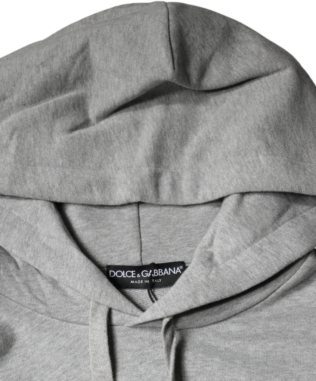 Dolce & Gabbana Gray Cotton Logo Hooded Sweatshirt Sweater Grijs