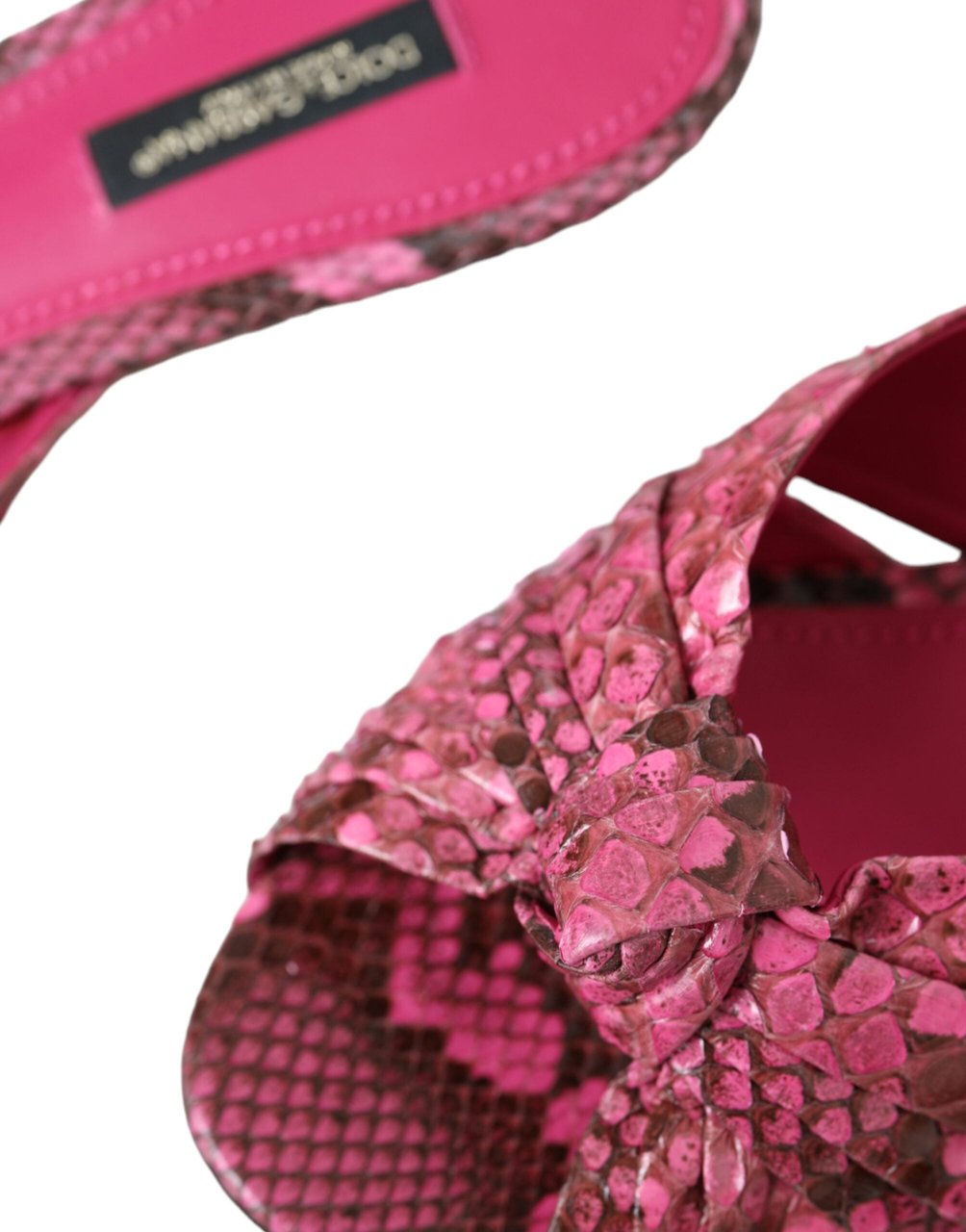 Dolce & Gabbana Pink Exotic Leather Kitten Heels Slides Shoes Roze