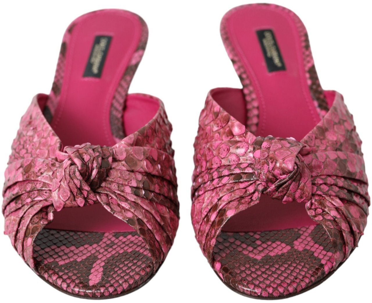 Dolce & Gabbana Pink Exotic Leather Kitten Heels Slides Shoes Roze