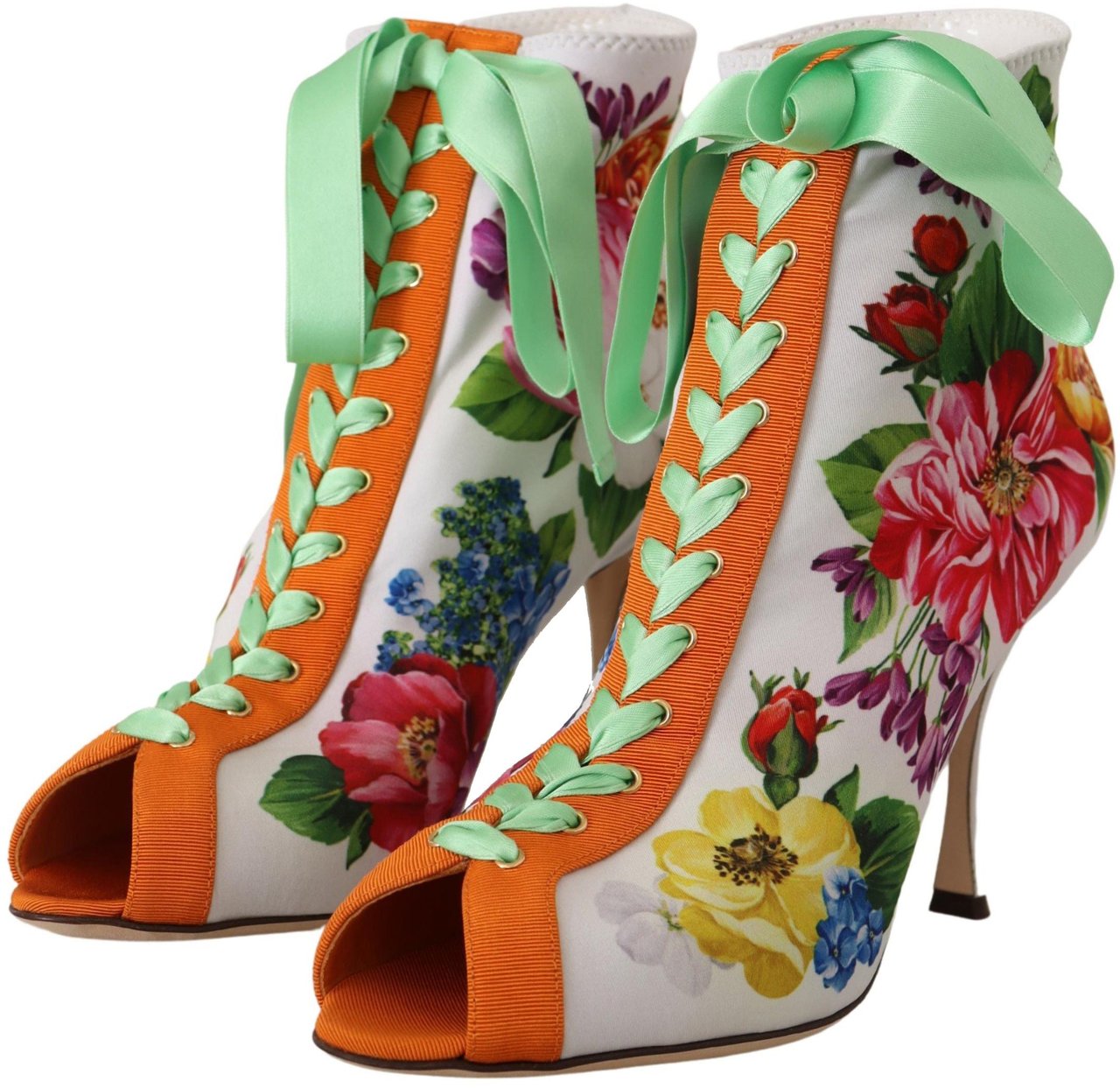 Dolce & Gabbana White Jersey Stretch Boots Open Toes Heels Shoes Wit
