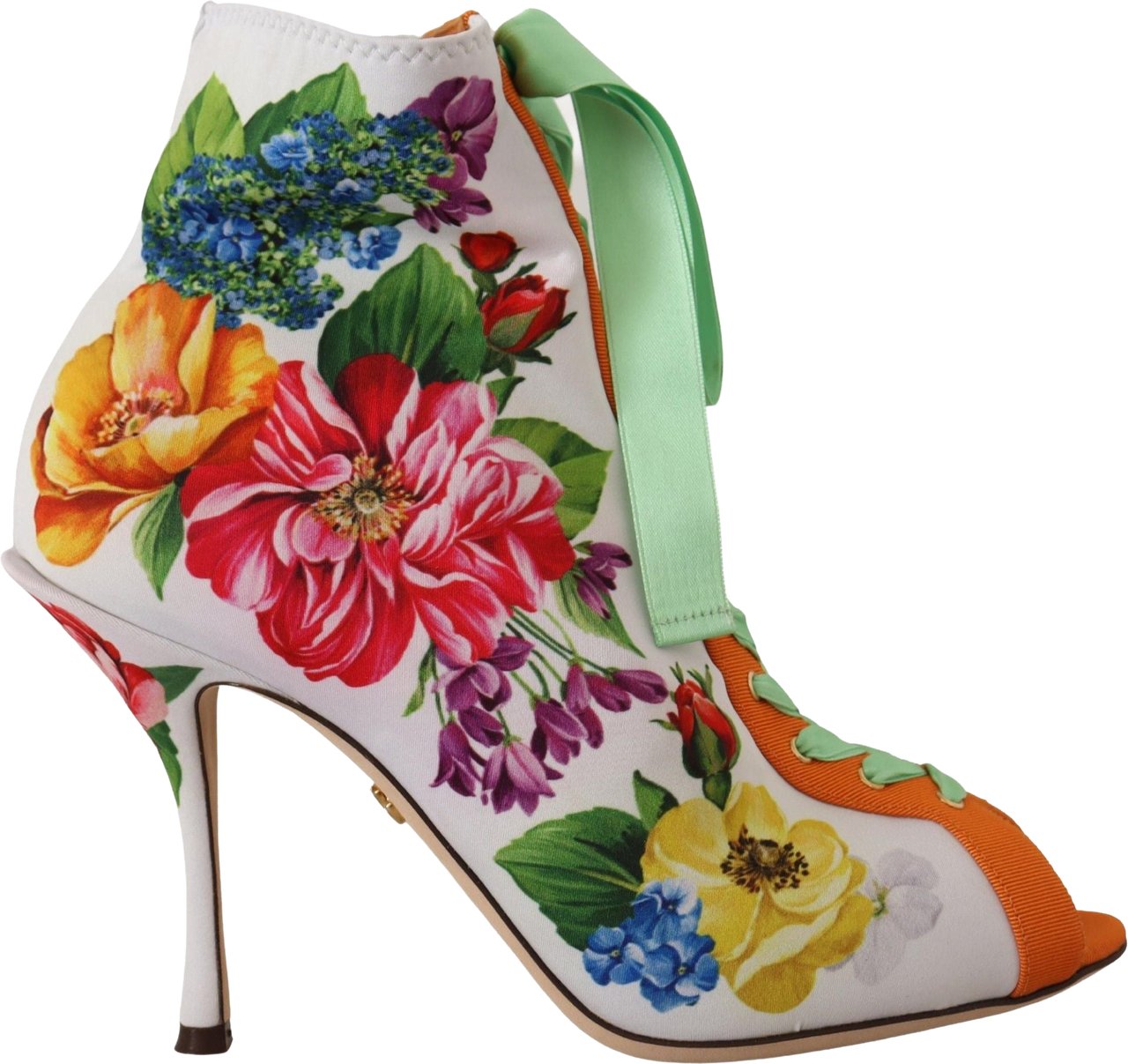 Dolce & Gabbana White Jersey Stretch Boots Open Toes Heels Shoes Wit
