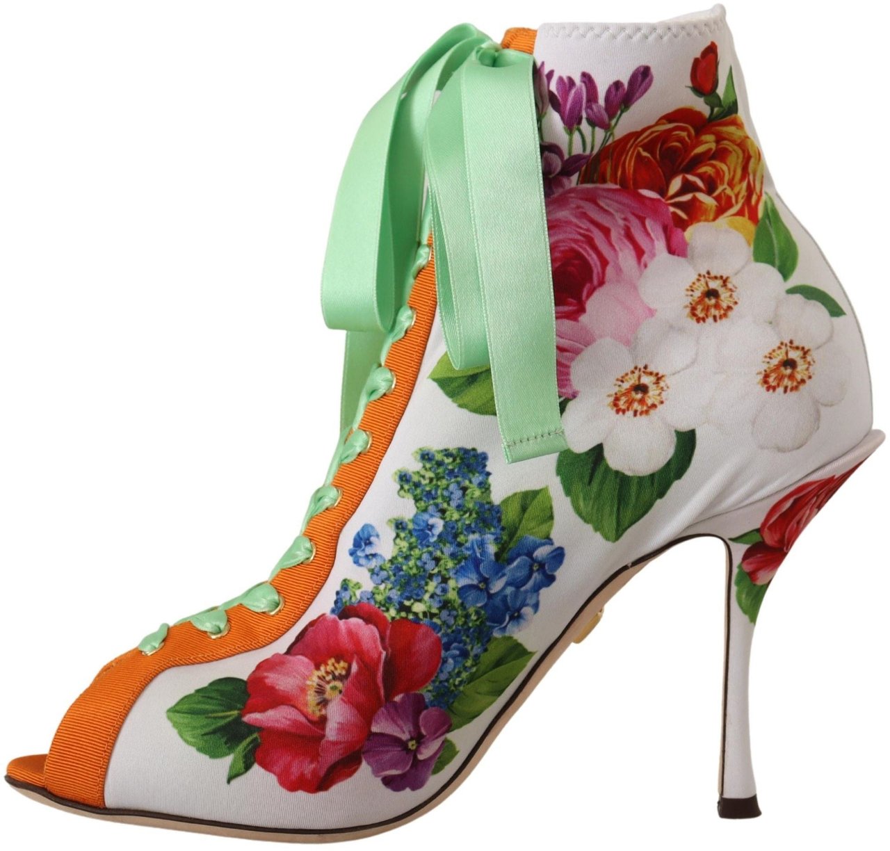 Dolce & Gabbana White Jersey Stretch Boots Open Toes Heels Shoes Wit