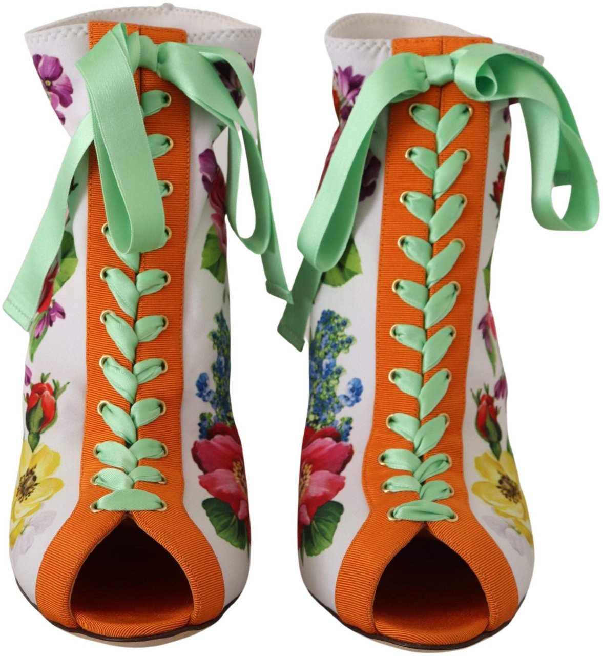 Dolce & Gabbana White Jersey Stretch Boots Open Toes Heels Shoes Wit