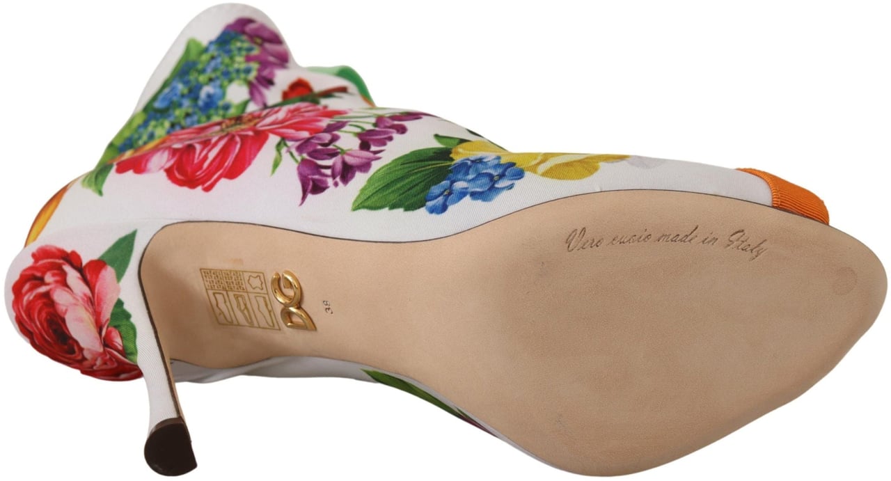 Dolce & Gabbana White Jersey Stretch Boots Open Toes Heels Shoes Wit