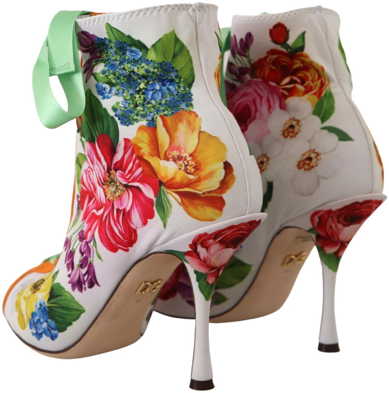 Dolce & Gabbana White Jersey Stretch Boots Open Toes Heels Shoes Wit