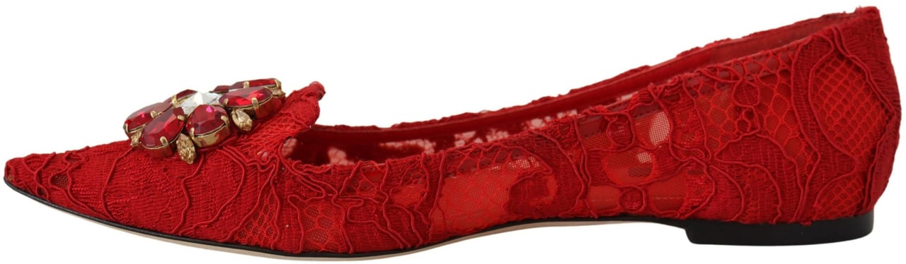 Dolce & Gabbana Red Taormina Crystals Loafers Flats Shoes Rood