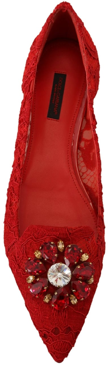 Dolce & Gabbana Red Taormina Crystals Loafers Flats Shoes Rood