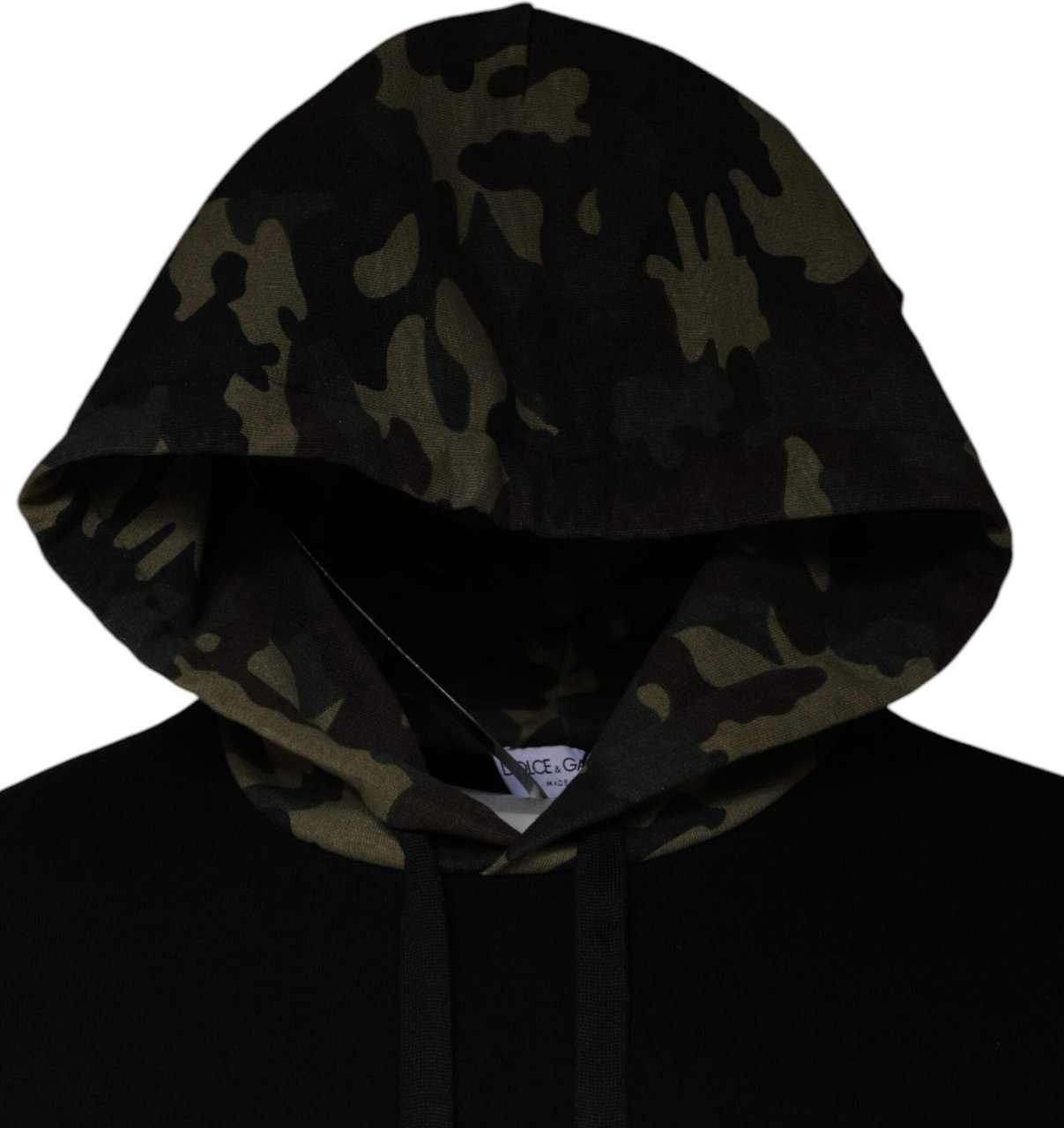 Dolce & Gabbana Black Camouflage Hooded Sweatshirt Sweater Zwart