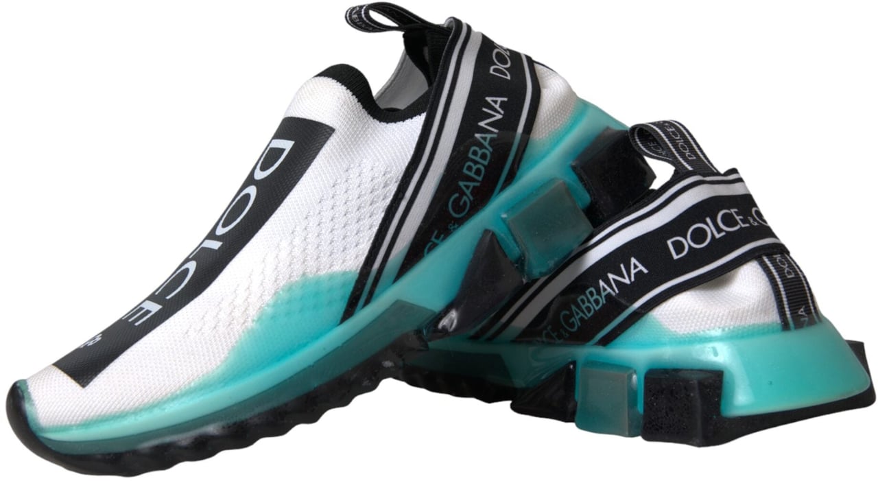 Dolce & Gabbana Black White Blue Slip On Sorrento Sneakers Shoes Zwart