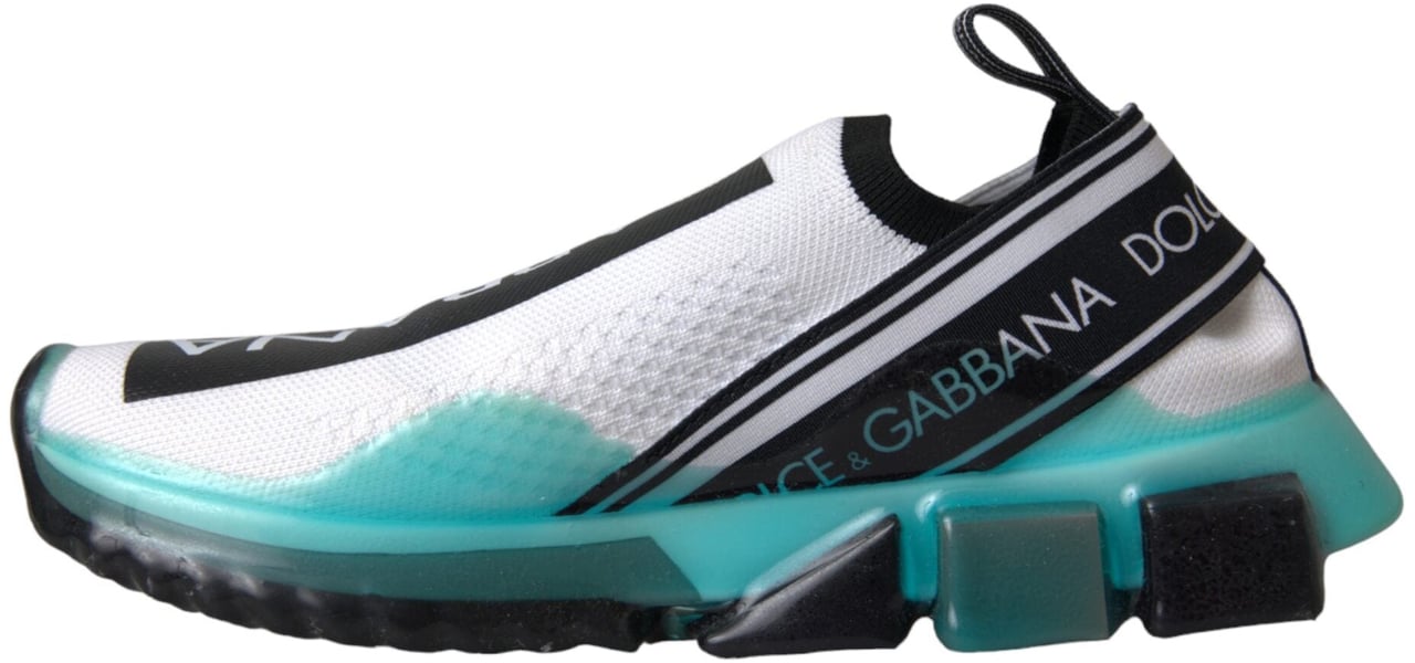 Dolce & Gabbana Black White Blue Slip On Sorrento Sneakers Shoes Zwart