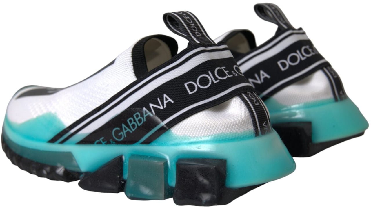 Dolce & Gabbana Black White Blue Slip On Sorrento Sneakers Shoes Zwart