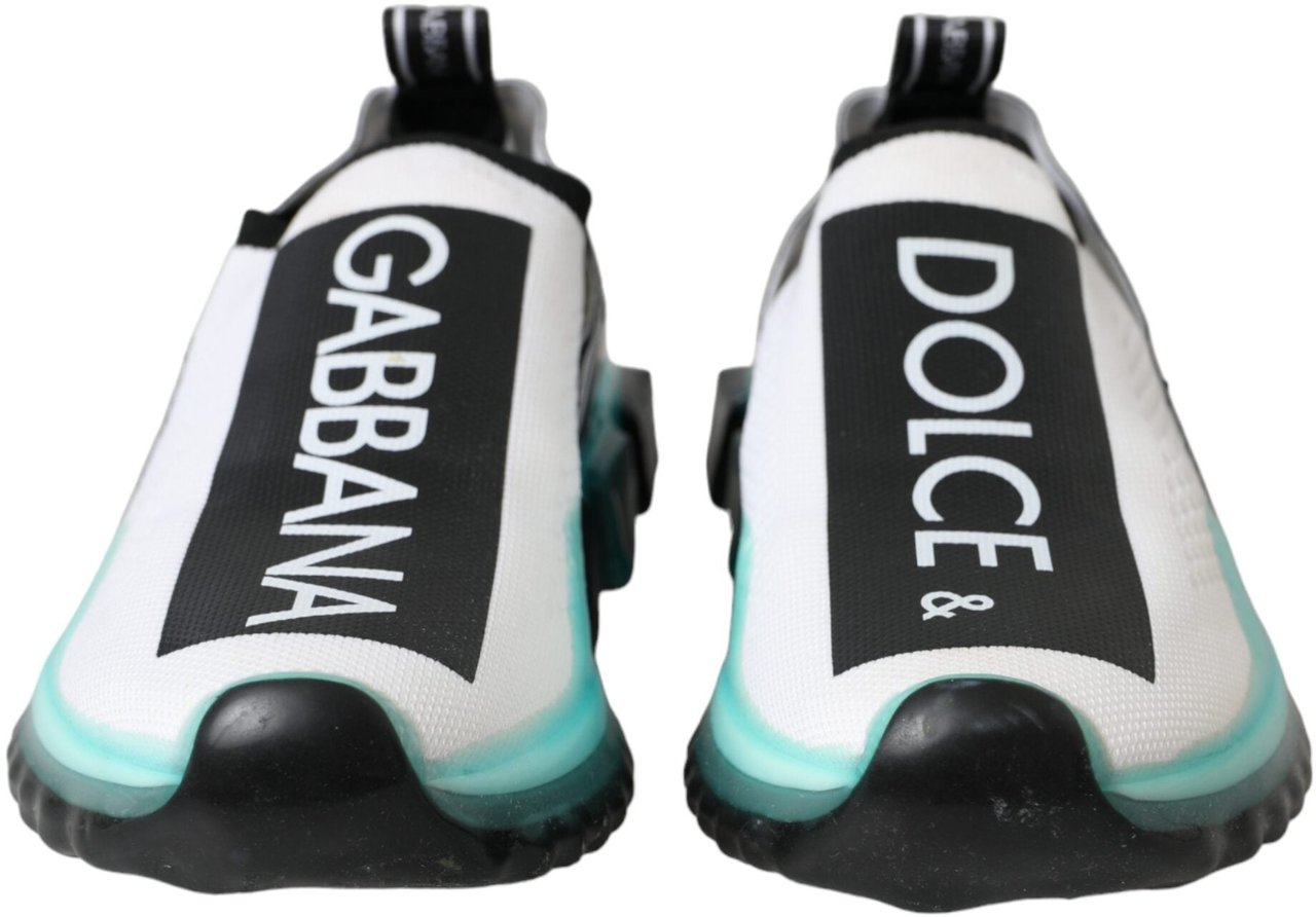 Dolce & Gabbana Black White Blue Slip On Sorrento Sneakers Shoes Zwart