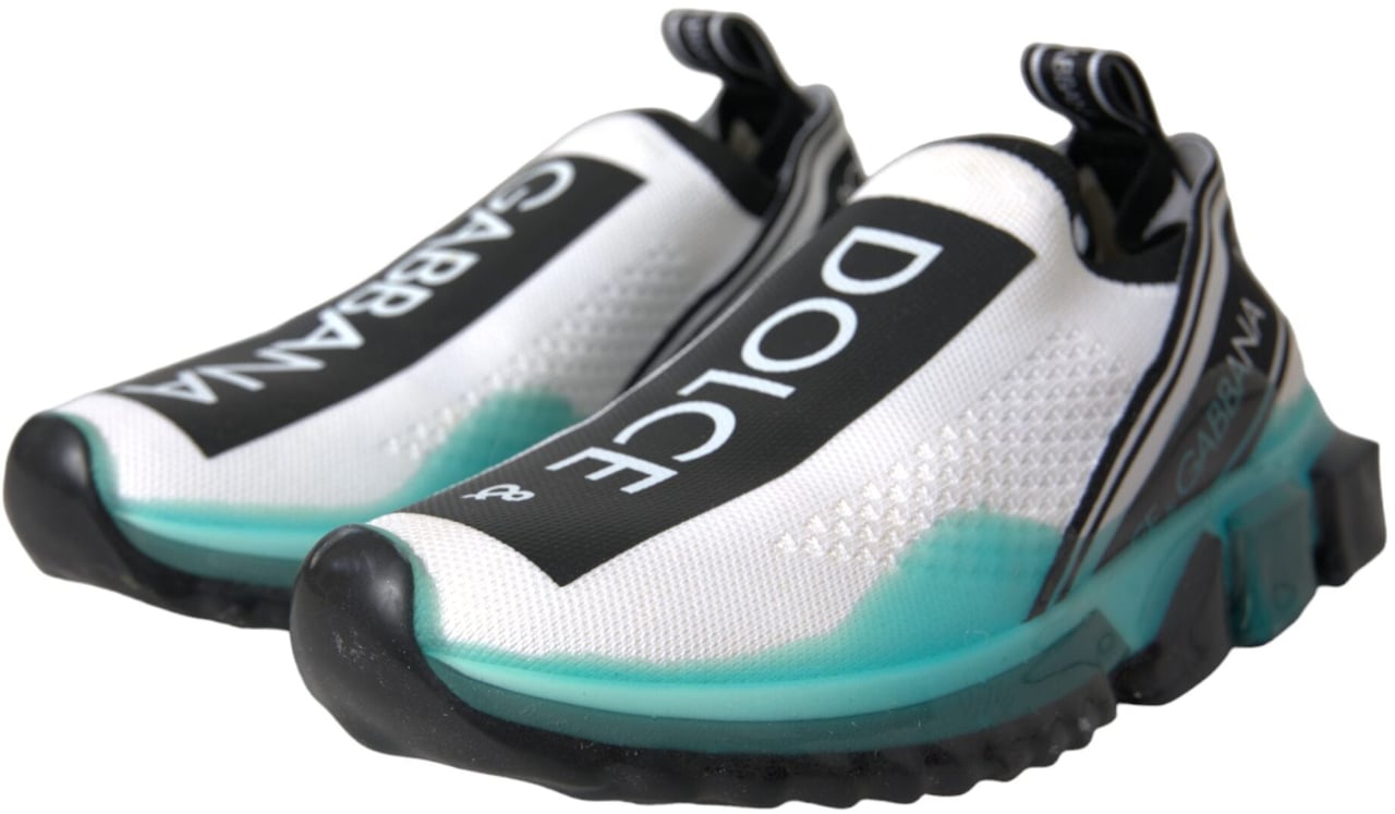 Dolce & Gabbana Black White Blue Slip On Sorrento Sneakers Shoes Zwart