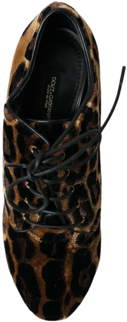 Dolce & Gabbana Brown Leopard Hair Lace Up Booties Shoes Bruin