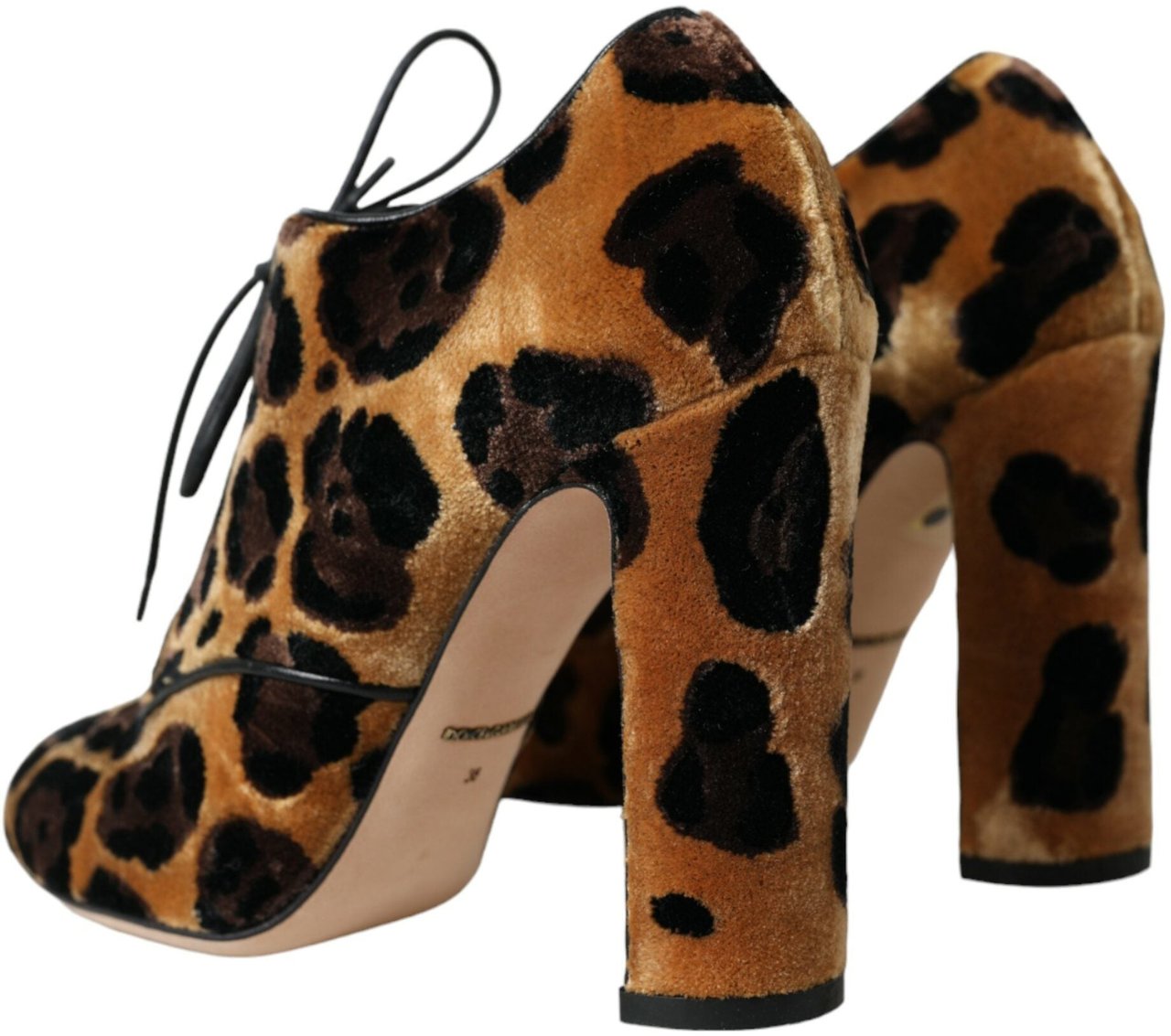 Dolce & Gabbana Brown Leopard Hair Lace Up Booties Shoes Bruin