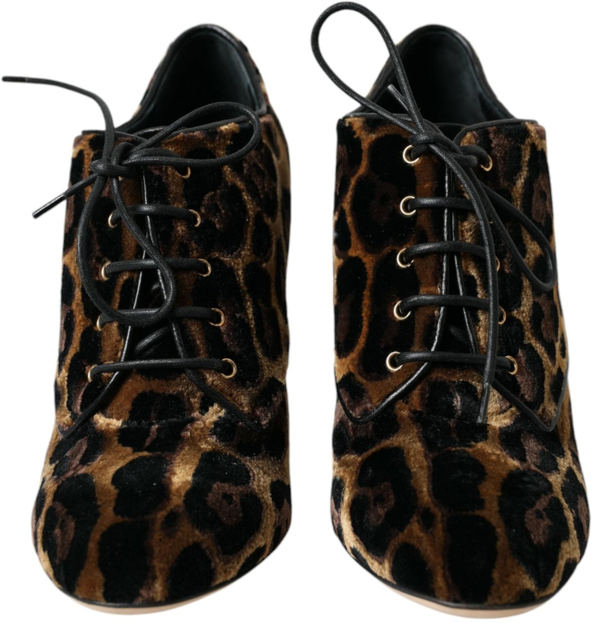 Dolce & Gabbana Brown Leopard Hair Lace Up Booties Shoes Bruin