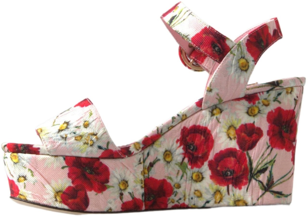 Dolce & Gabbana Multicolor floral print Wedges Floral Ankle Strap Sandals Divers