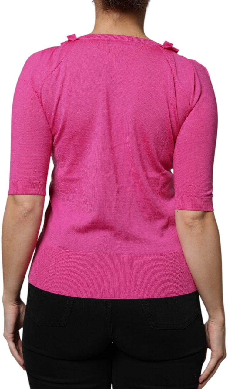 Dolce & Gabbana Pink Wool Button Down Cardigan Sweater Roze