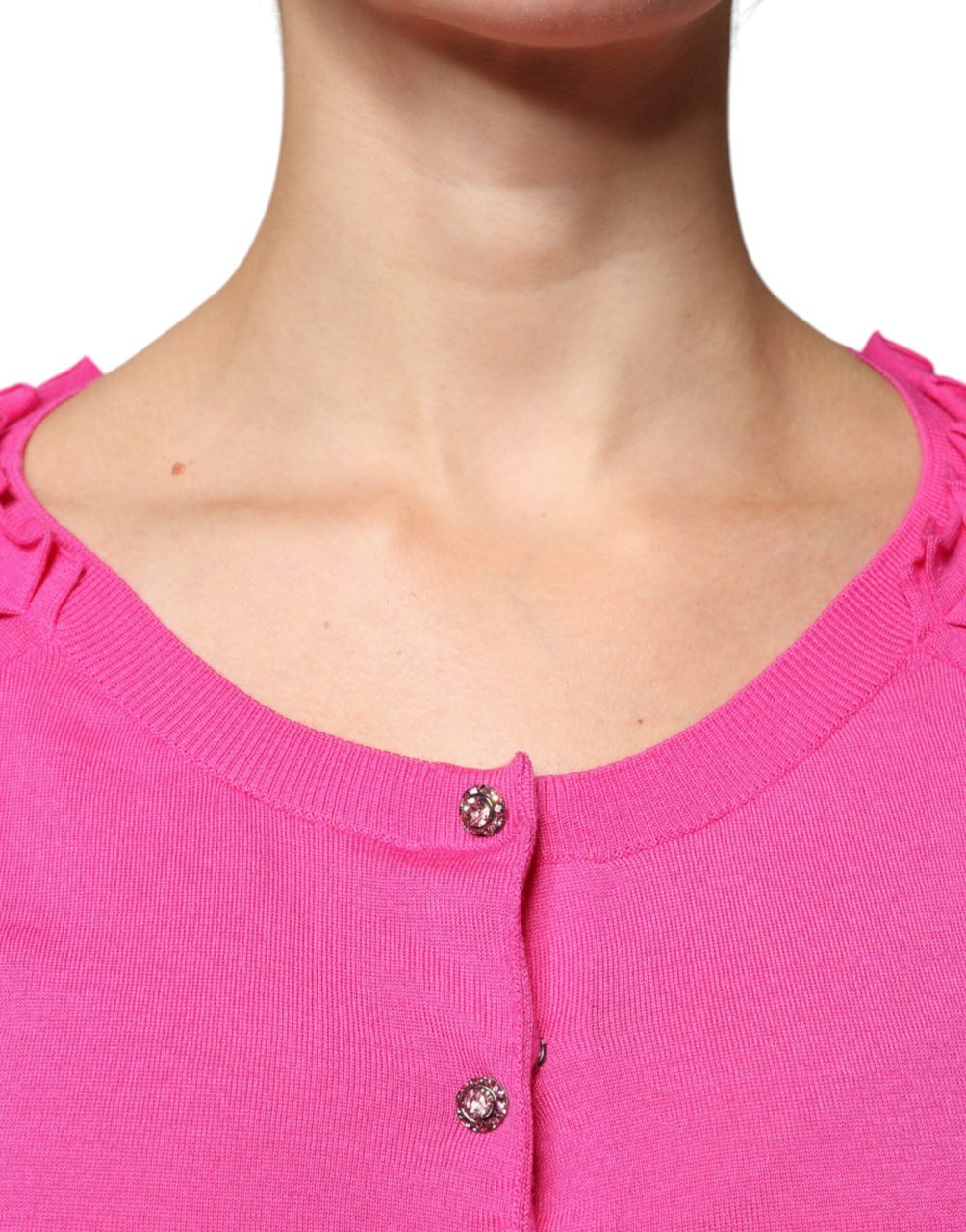 Dolce & Gabbana Pink Wool Button Down Cardigan Sweater Roze