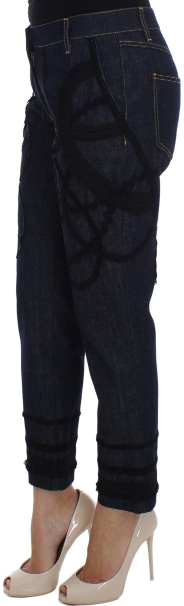 Dolce & Gabbana Blue Denim Cotton CAPRI Torero Jeans Blauw