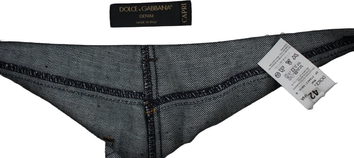 Dolce & Gabbana Blue Denim Cotton CAPRI Torero Jeans Blauw