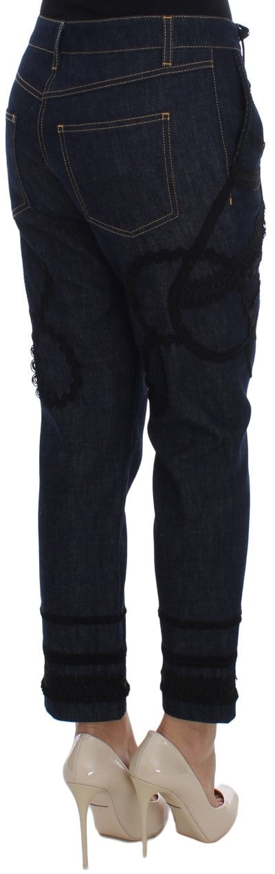 Dolce & Gabbana Blue Denim Cotton CAPRI Torero Jeans Blauw