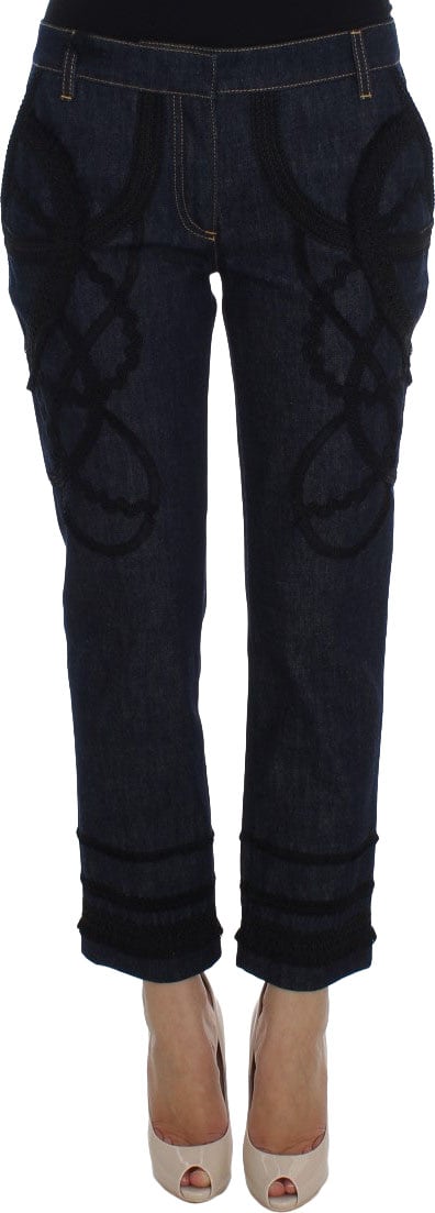 Dolce & Gabbana Blue Denim Cotton CAPRI Torero Jeans Blauw