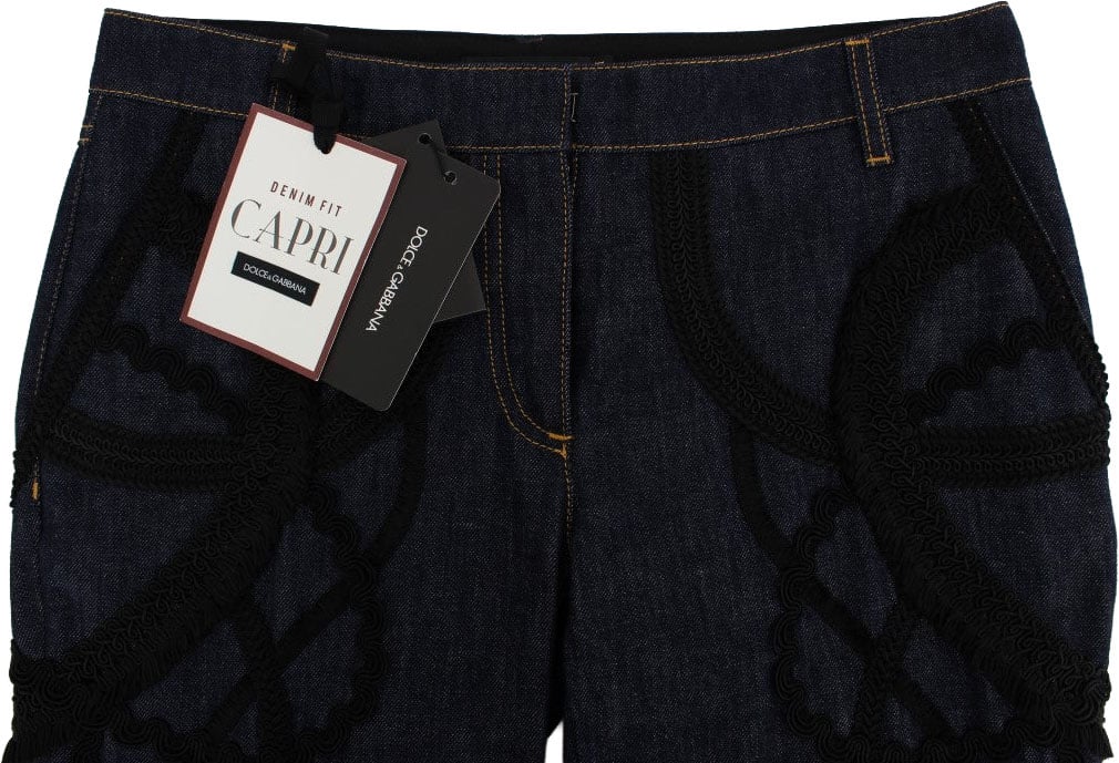 Dolce & Gabbana Blue Denim Cotton CAPRI Torero Jeans Blauw