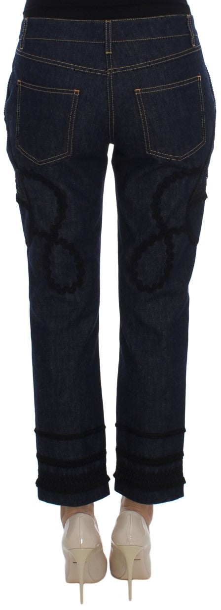 Dolce & Gabbana Blue Denim Cotton CAPRI Torero Jeans Blauw