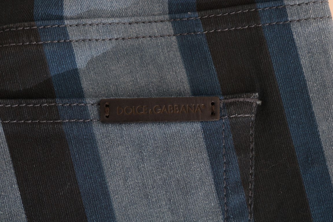 Dolce & Gabbana Blue GIRLY Striped Cotton Jeans Blauw