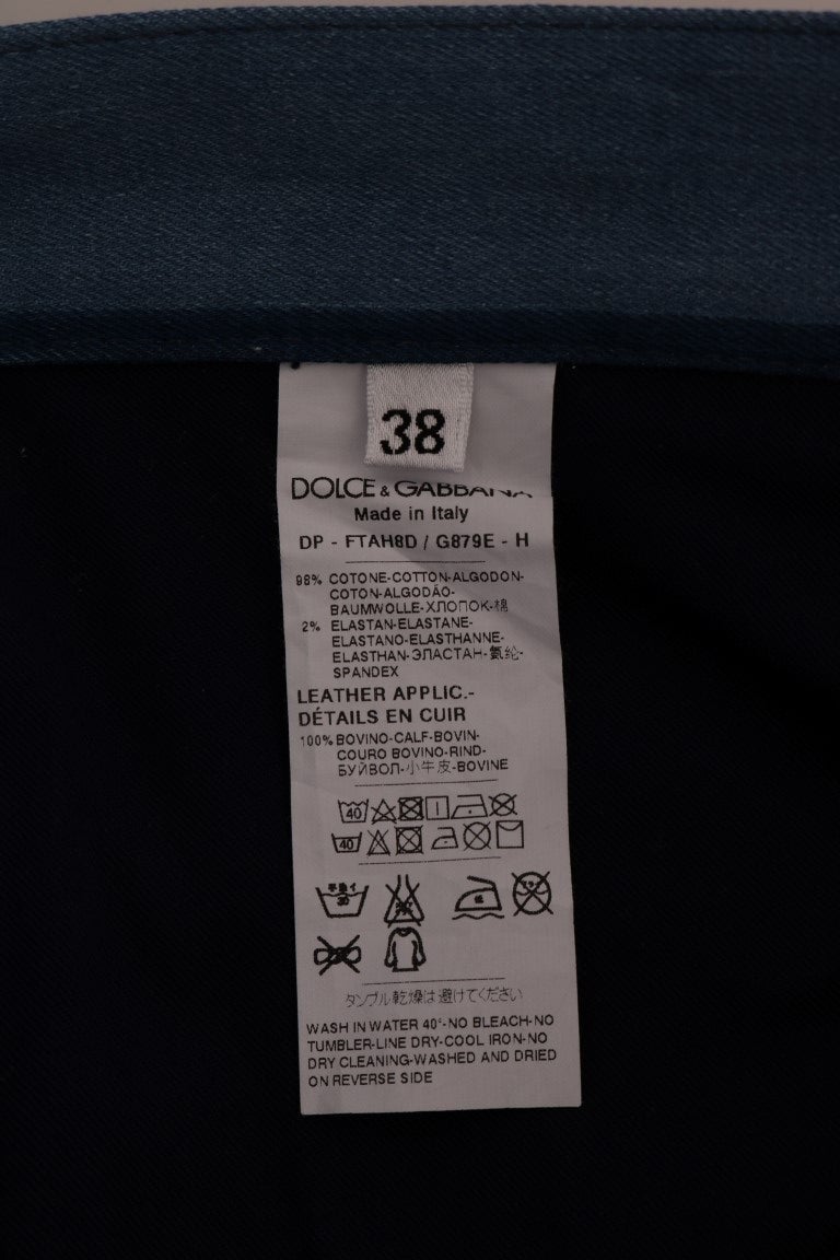 Dolce & Gabbana Blue GIRLY Striped Cotton Jeans Blauw
