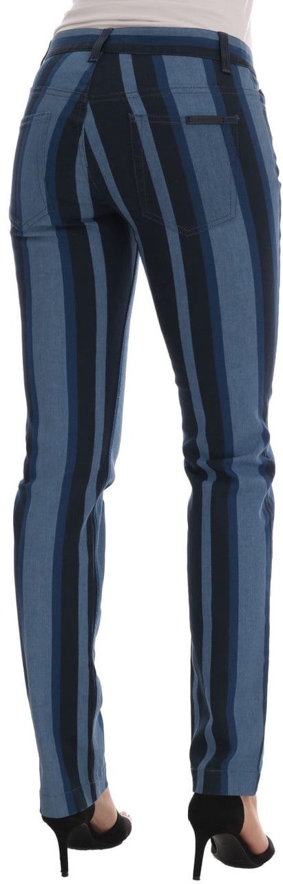 Dolce & Gabbana Blue GIRLY Striped Cotton Jeans Blauw