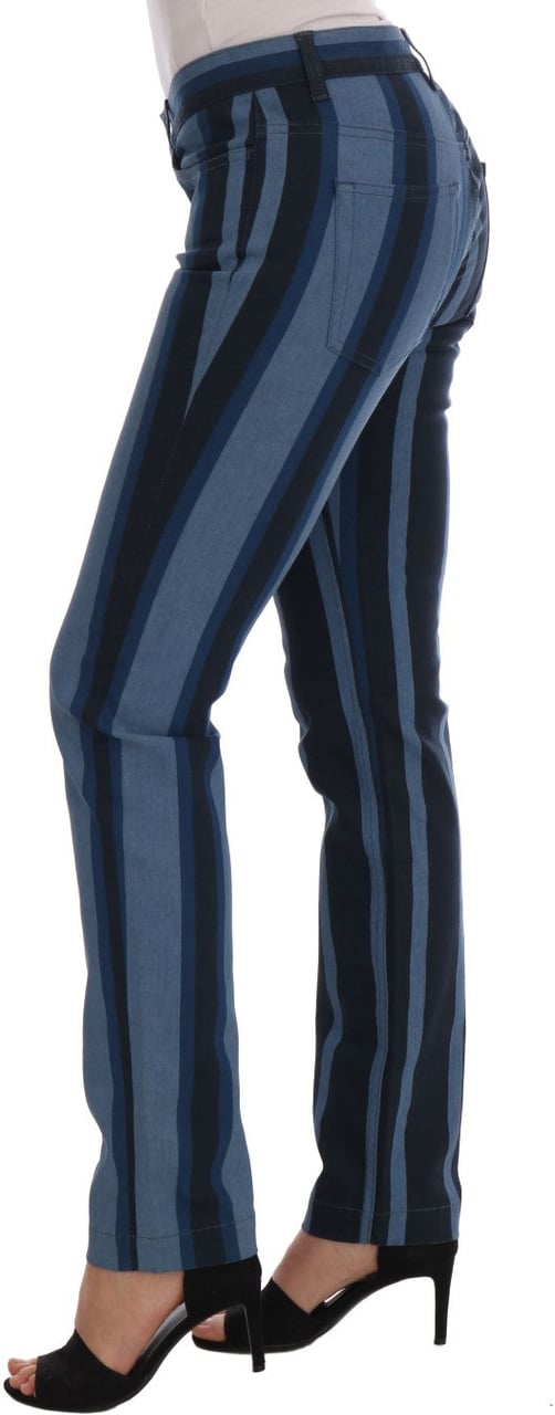 Dolce & Gabbana Blue GIRLY Striped Cotton Jeans Blauw