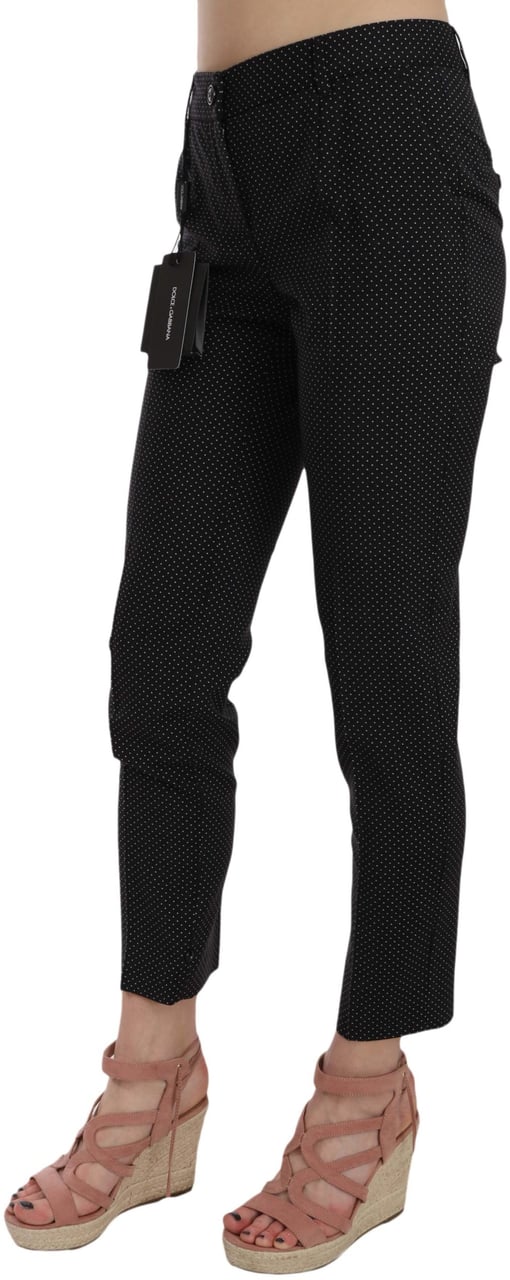 Dolce & Gabbana Polka Dot Slim Capri Trousers Tapered Pants Zwart