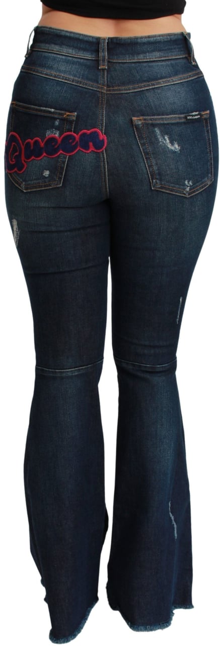 Dolce & Gabbana Blue Denim Cotton Stretch Flared Jeans Blauw