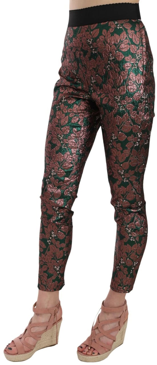 Dolce & Gabbana Multicolor Iridescent Brocade Jacquard Trousers Crop Pants Divers