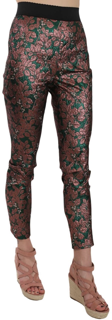 Dolce & Gabbana Multicolor Iridescent Brocade Jacquard Trousers Crop Pants Divers