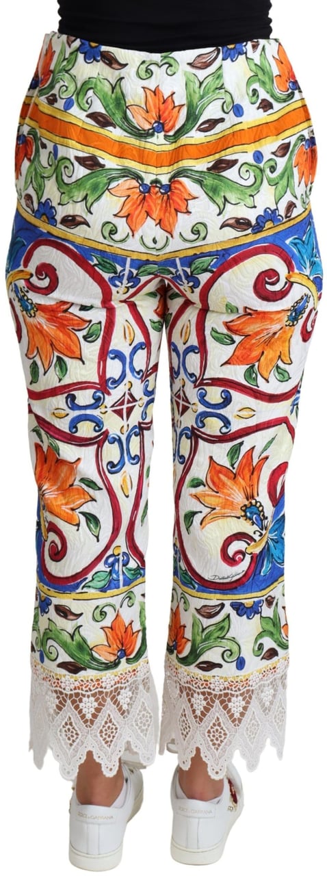 Dolce & Gabbana Multicolor Majolica Print Trouser Cotton Pants Divers