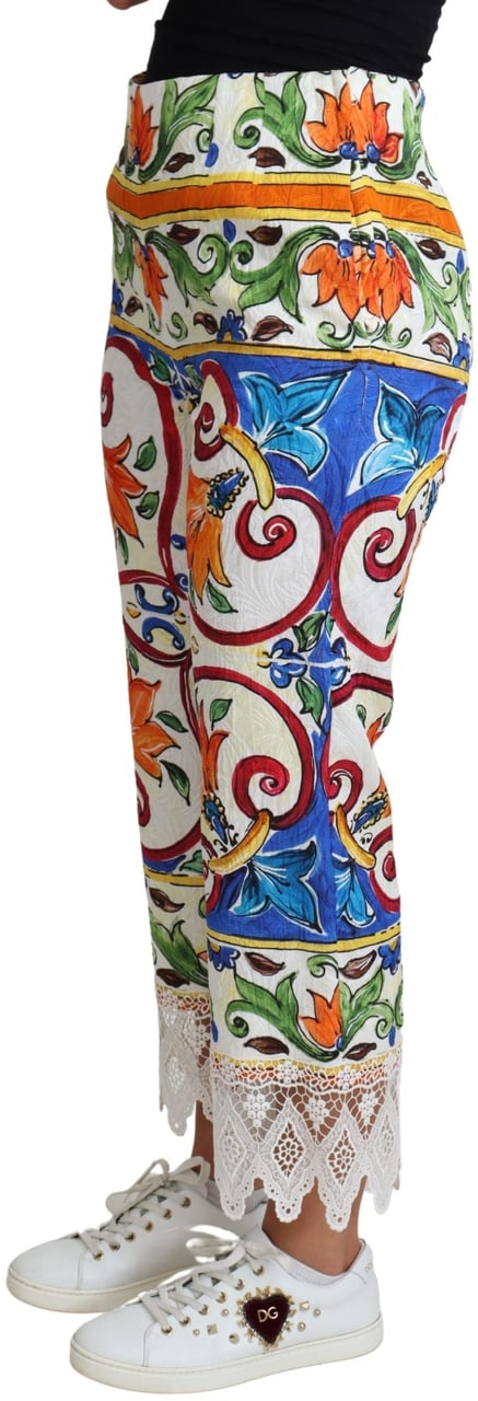 Dolce & Gabbana Multicolor Majolica Print Trouser Cotton Pants Divers